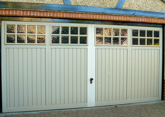Double timber garage door.